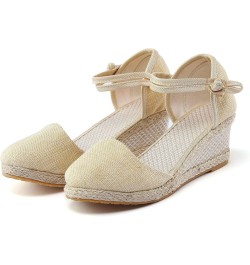 Women Platform Sandals Women Wedges Size 12 Women Platform Beach Sandals For Woman Low Heeled Black Sandals For Women Beige-j...