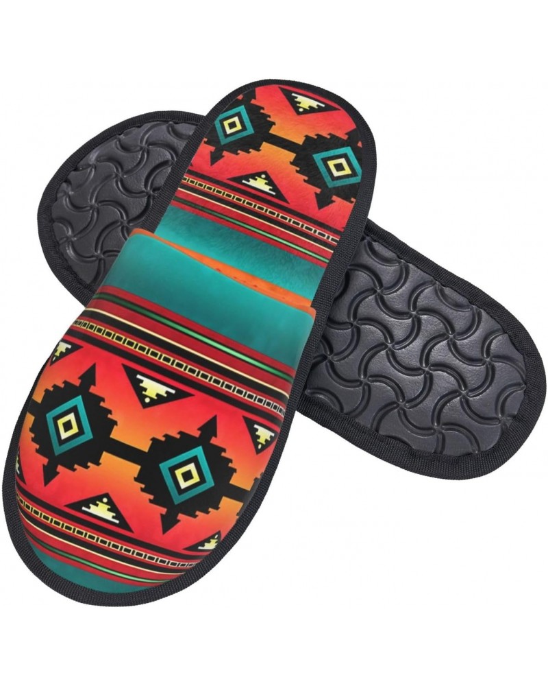 Native American Tribal Aztec Southwestern PatternUnisex Furry Slippers, Flat Slippers Casual Closed Toe Slippers,Size/US Wome...