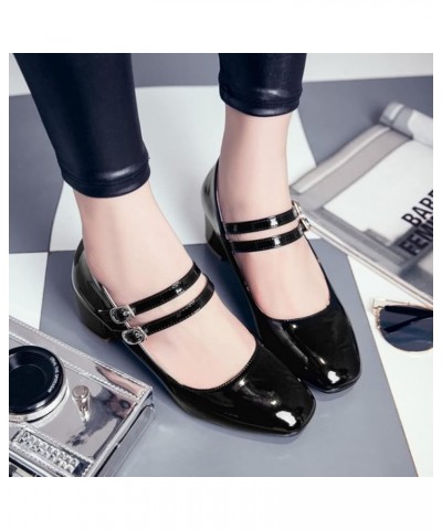 Women's Mid High Block Heels Pumps Ankle Strap Round Toe Mary Jane Shoes Double Buckle Formal Smart Work Office Shoes Party D...