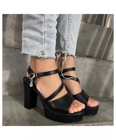 Low Heeled sandals For Women Dressy Leather sandals For Women Dance Shoes For Women Low Heel Orthopedic sandals For Wo Black-...