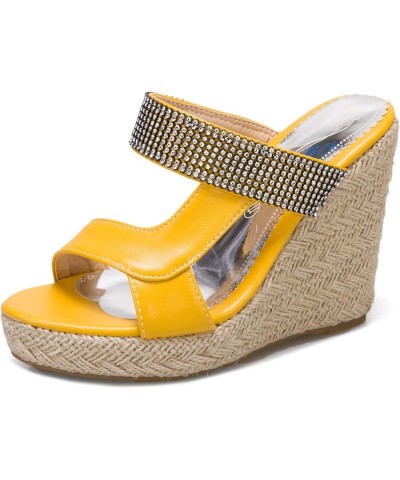 Espadrille Wedge Mules Sandals for Women Slip on Yellow-2 $25.25 Sandals