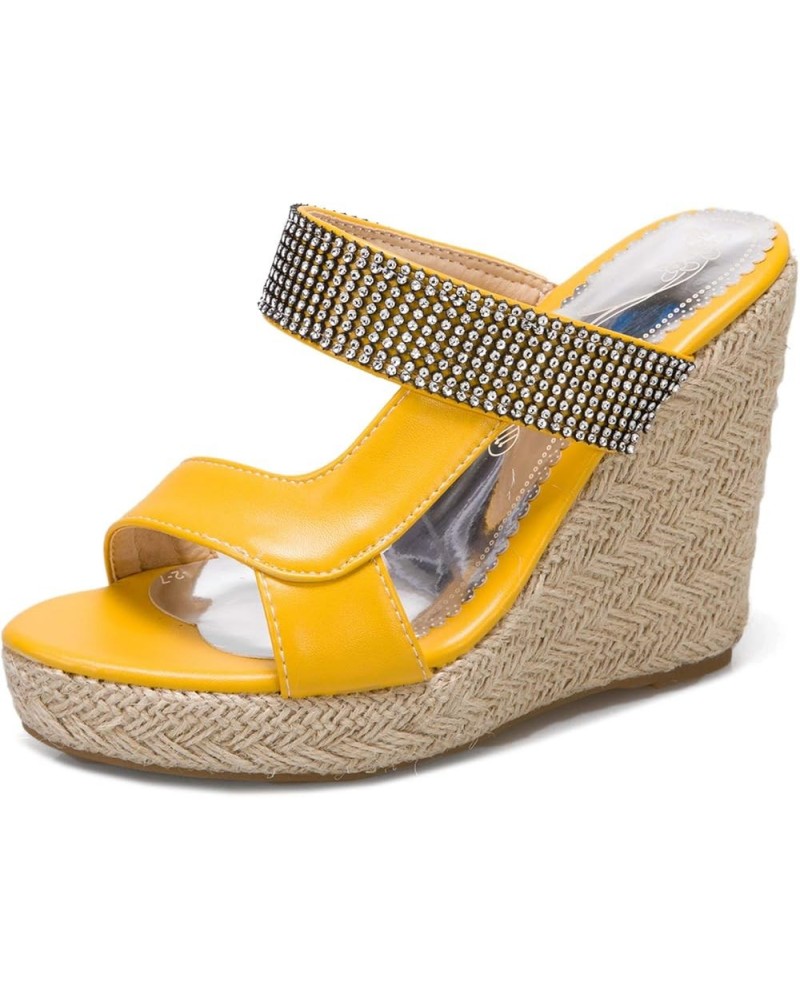 Espadrille Wedge Mules Sandals for Women Slip on Yellow-2 $25.25 Sandals