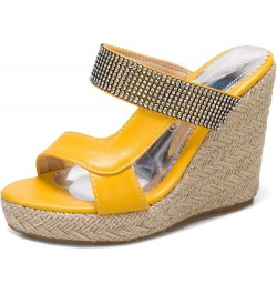 Espadrille Wedge Mules Sandals for Women Slip on Yellow-2 $25.25 Sandals