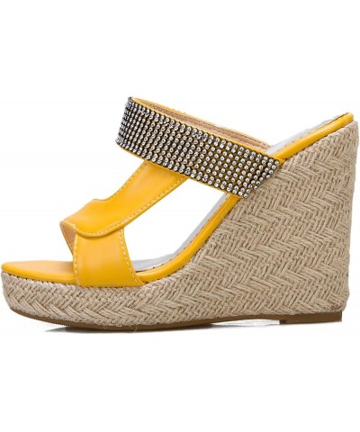 Espadrille Wedge Mules Sandals for Women Slip on Yellow-2 $25.25 Sandals