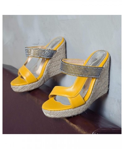 Espadrille Wedge Mules Sandals for Women Slip on Yellow-2 $25.25 Sandals