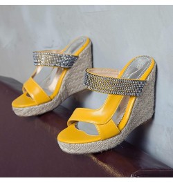 Espadrille Wedge Mules Sandals for Women Slip on Yellow-2 $25.25 Sandals