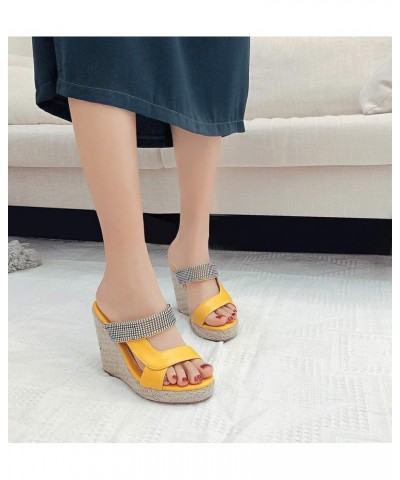 Espadrille Wedge Mules Sandals for Women Slip on Yellow-2 $25.25 Sandals