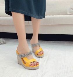 Espadrille Wedge Mules Sandals for Women Slip on Yellow-2 $25.25 Sandals