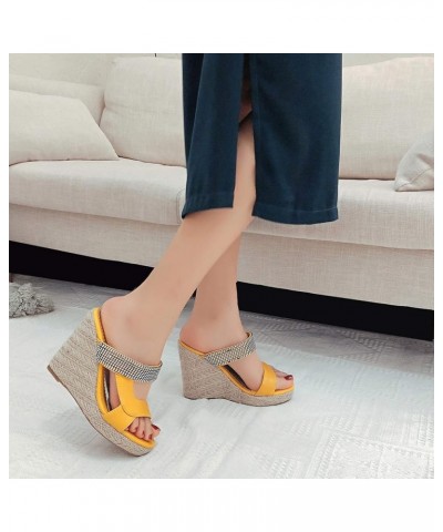 Espadrille Wedge Mules Sandals for Women Slip on Yellow-2 $25.25 Sandals