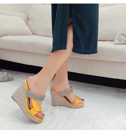 Espadrille Wedge Mules Sandals for Women Slip on Yellow-2 $25.25 Sandals