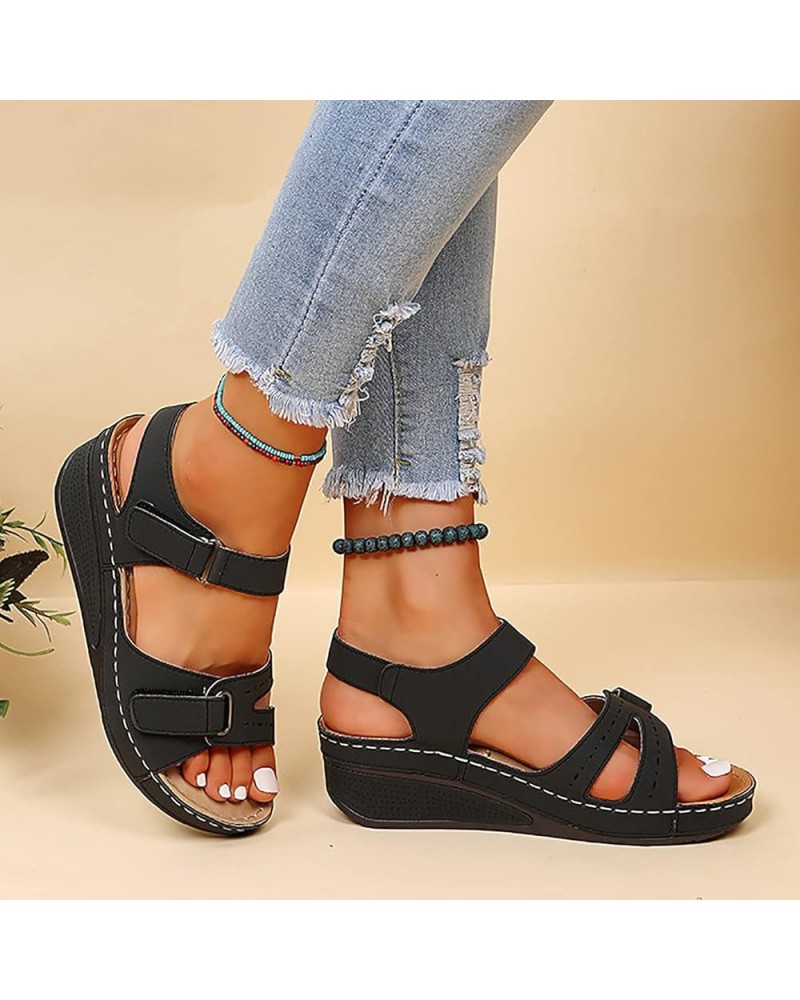 Orthopedic Wedge Sandals for Women Summer Dressy Open Toe Ankle Strap Platform Fashion Sandals Buckle Ankle Strap Casual Beac...