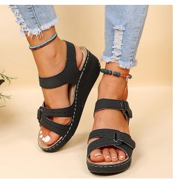 Orthopedic Wedge Sandals for Women Summer Dressy Open Toe Ankle Strap Platform Fashion Sandals Buckle Ankle Strap Casual Beac...