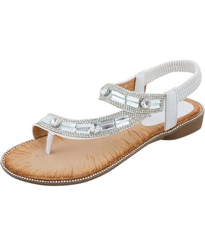 Women's Athletic Outdoor Sandals Hiking 2024 Trendy Women's Flat Sandals Fashion T-Starp White $18.35 Athletic Shoes