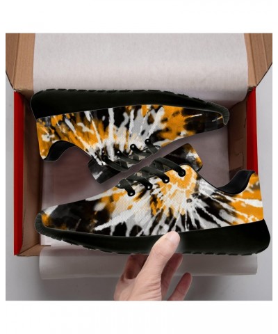 Yellow Tie Dye Sneakers for Men Women Breathable Non-Slip Tennis Walking Shoes Gifts for Her,Him,US Size 9 Women/7.5 Men,Blac...