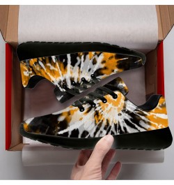 Yellow Tie Dye Sneakers for Men Women Breathable Non-Slip Tennis Walking Shoes Gifts for Her,Him,US Size 9 Women/7.5 Men,Blac...