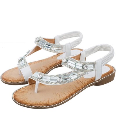 Women's Athletic Outdoor Sandals Hiking 2024 Trendy Women's Flat Sandals Fashion T-Starp White $18.35 Athletic Shoes