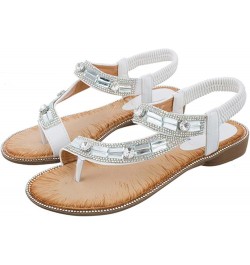 Women's Athletic Outdoor Sandals Hiking 2024 Trendy Women's Flat Sandals Fashion T-Starp White $18.35 Athletic Shoes