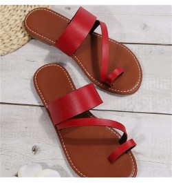 Women's Flat Sandals Strappy Sandals Dressy Summer Ankle Strap Open Toe Sandals Sandals for Women With Arch Support Red $19.5...