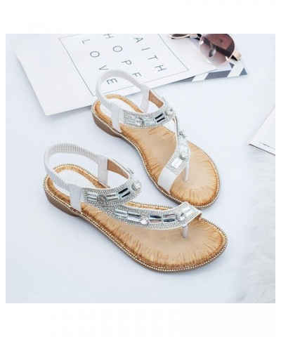 Women's Athletic Outdoor Sandals Hiking 2024 Trendy Women's Flat Sandals Fashion T-Starp White $18.35 Athletic Shoes