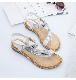 Women's Athletic Outdoor Sandals Hiking 2024 Trendy Women's Flat Sandals Fashion T-Starp White $18.35 Athletic Shoes