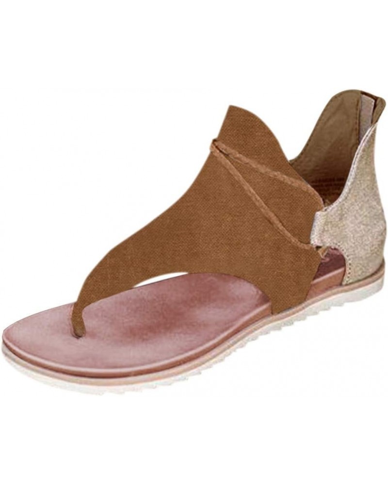 Women's Wedge Sandal Square Toe Ankle Strap Fashion Athletic Yoga Mat Cushion Casual Summer Slides Shoe 21-lwvqg-brown-e $10....