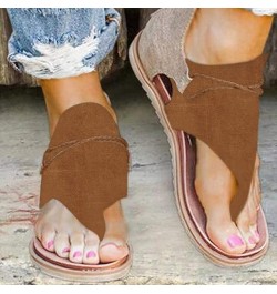 Women's Wedge Sandal Square Toe Ankle Strap Fashion Athletic Yoga Mat Cushion Casual Summer Slides Shoe 21-lwvqg-brown-e $10....