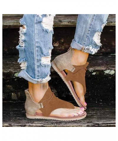 Women's Wedge Sandal Square Toe Ankle Strap Fashion Athletic Yoga Mat Cushion Casual Summer Slides Shoe 21-lwvqg-brown-e $10....