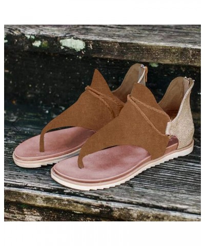 Women's Wedge Sandal Square Toe Ankle Strap Fashion Athletic Yoga Mat Cushion Casual Summer Slides Shoe 21-lwvqg-brown-e $10....