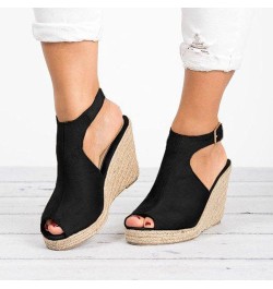 Women's Wedges Sandals,Buckle Roman Summer Casual Ladies Shoes Breathable Ankle Strap Open Toe Solid Thong Platform Sandals f...