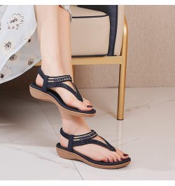 Women Comfortable Orthotic Non Slip Flat Mules Sandal Ankle Strap Buckle Peep Toe Summer Low Chunky Heel Shoe 105-ixpyn-blue-...