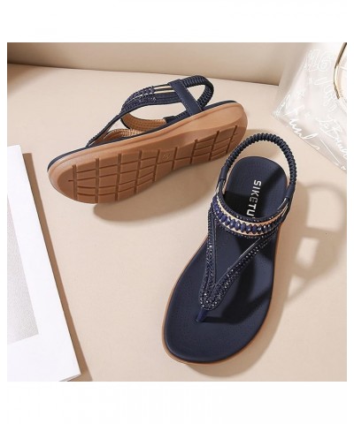 Women Comfortable Orthotic Non Slip Flat Mules Sandal Ankle Strap Buckle Peep Toe Summer Low Chunky Heel Shoe 105-ixpyn-blue-...