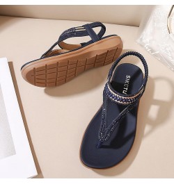 Women Comfortable Orthotic Non Slip Flat Mules Sandal Ankle Strap Buckle Peep Toe Summer Low Chunky Heel Shoe 105-ixpyn-blue-...