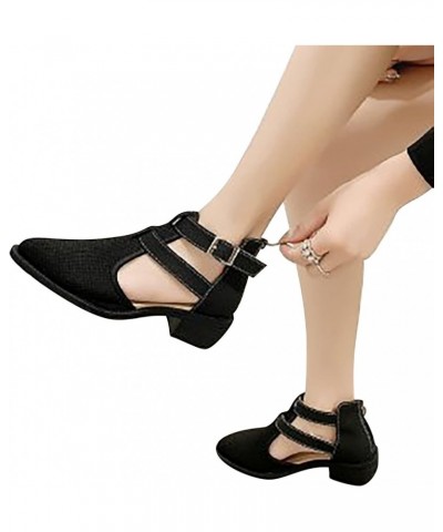 Dance Shoes For Women Line Dancing Casual Heeled Sandals For Women Dance Heels 3 Inch Half Soles Dance Shoes Womens Wo Black-...