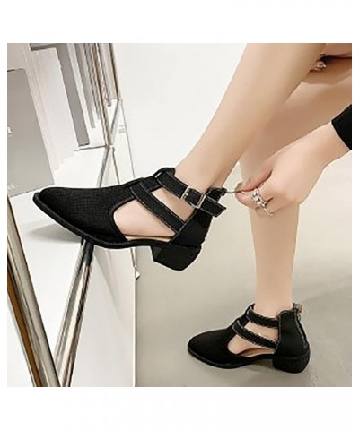 Dance Shoes For Women Line Dancing Casual Heeled Sandals For Women Dance Heels 3 Inch Half Soles Dance Shoes Womens Wo Black-...