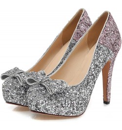 Women Stiletto Pumps, High Heel Pumps Round Toe Slip On Evening Shoes with Platform Sequins Elegant, Size 3.5-10 Pink-5 $27.8...