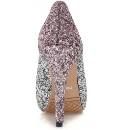 Women Stiletto Pumps, High Heel Pumps Round Toe Slip On Evening Shoes with Platform Sequins Elegant, Size 3.5-10 Pink-5 $27.8...