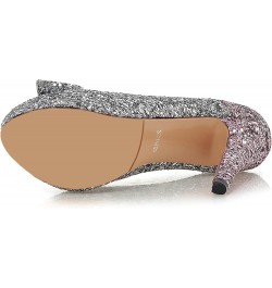 Women Stiletto Pumps, High Heel Pumps Round Toe Slip On Evening Shoes with Platform Sequins Elegant, Size 3.5-10 Pink-5 $27.8...