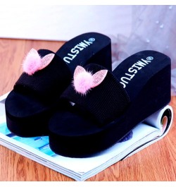 Breathable Open Toe Sandals Range Indoor Flat Sandals Thick Sole Sandals Strappy Faux Furry Plush Fluffy Slide Slipper (Pink,...