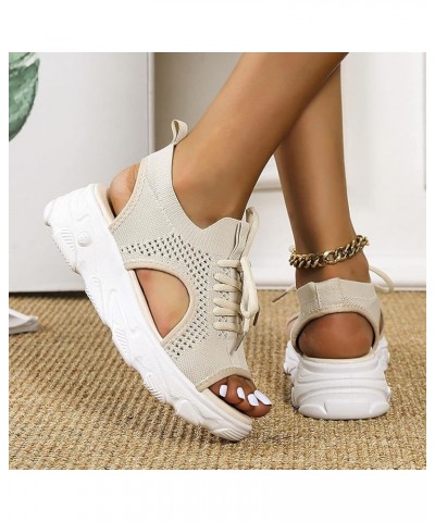 Sport Sandals Women 7 Black Flats For Women Dressy Women'S Platform & Wedge Sandals Shoes For Women Sport Sandals For F-beige...