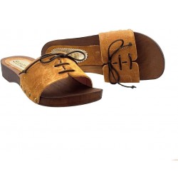 Comfortable Low Clogs in Suede Leather with Laces - MY173 CAM Cuoio Brown $40.66 Mules & Clogs