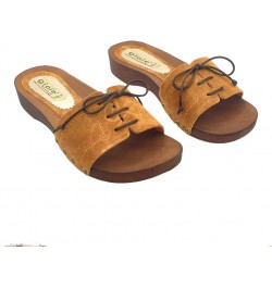 Comfortable Low Clogs in Suede Leather with Laces - MY173 CAM Cuoio Brown $40.66 Mules & Clogs