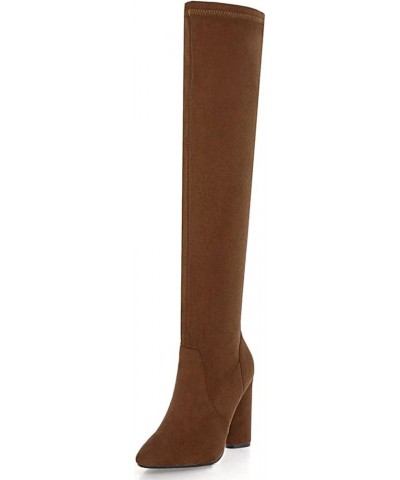 Women Pointed Toe Elegant Over The Knee Stretch Boots Camel $39.92 Boots