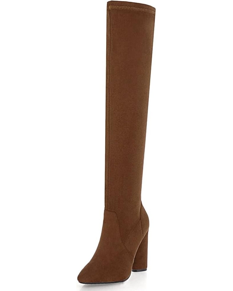 Women Pointed Toe Elegant Over The Knee Stretch Boots Camel $39.92 Boots