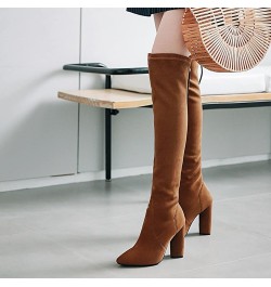 Women Pointed Toe Elegant Over The Knee Stretch Boots Camel $39.92 Boots