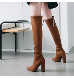 Women Pointed Toe Elegant Over The Knee Stretch Boots Camel $39.92 Boots