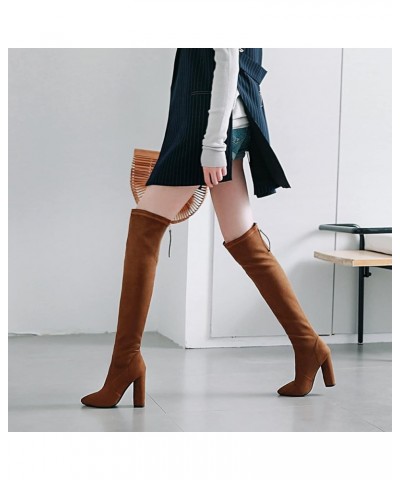 Women Pointed Toe Elegant Over The Knee Stretch Boots Camel $39.92 Boots