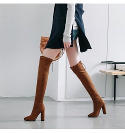 Women Pointed Toe Elegant Over The Knee Stretch Boots Camel $39.92 Boots