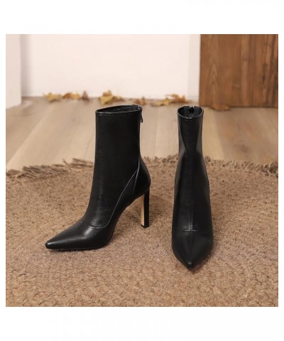 Women Stiletto Ankle Boots Women Pointed Toe Ankle Boots Women Back Zip Evening Ankle Boots Black $30.74 Boots