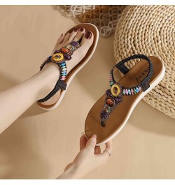 2022 Flats Sandals for Women Summer, Elastic Ankle Strap Flip Flops Memory Foam Arch Support Shoes Bohemian Beach Comfortable...