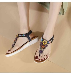 2022 Flats Sandals for Women Summer, Elastic Ankle Strap Flip Flops Memory Foam Arch Support Shoes Bohemian Beach Comfortable...